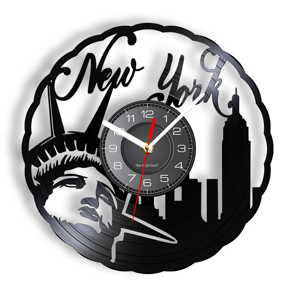 Interior Design Nyc - นิวยอร์ก สกายไลน์ วินเทจ ไวนิล รีคอร์ด วอลล์