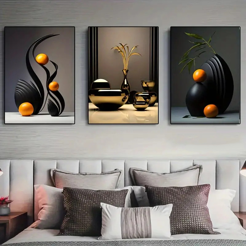 Interior Design Sketch - โปสเตอร์ภาพแอบสแตรกต์บนผ้าใบแคนวาส3ชิ้น/เซ็ตโปสเตอร์ศิลปะบนผนังเซรามิกรูปตกแต่งห้องน้ำห้องรับแขกห้องนอน