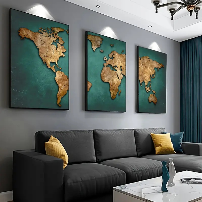 Retro World แผนที่ 3 ชิ้น/เซ็ต - Interior Design Sketch บทวิจารณ์และราคา