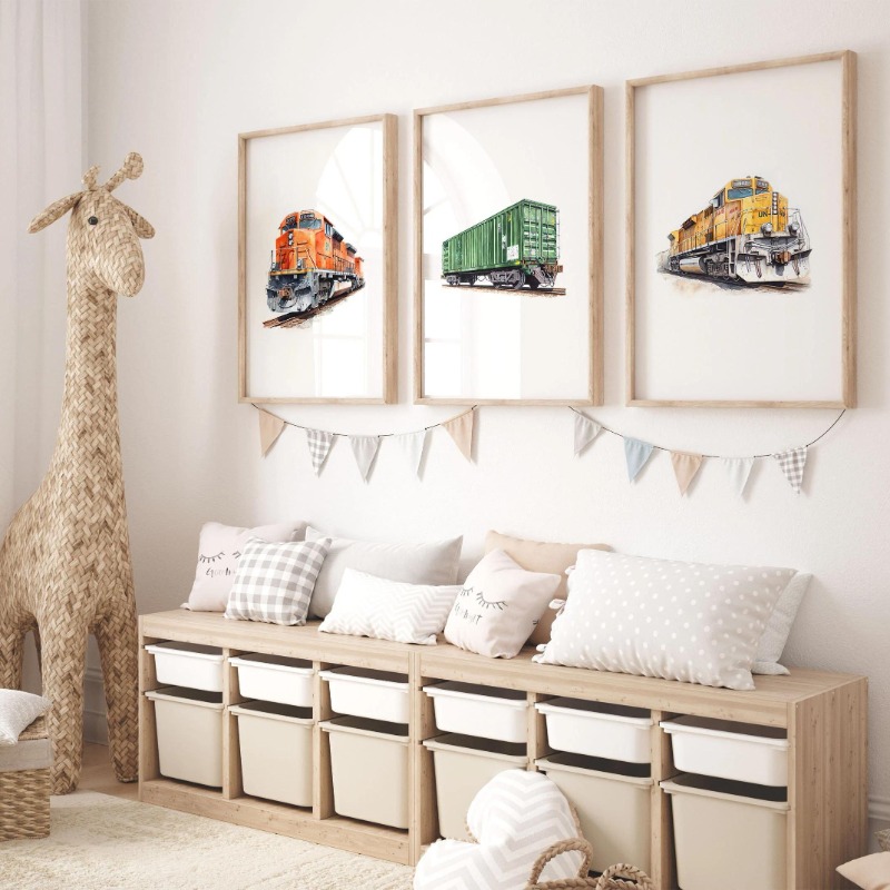 สีน้ํา Retro รถไฟไอน้ํารถไฟ Fr - Interior Design Sketch บทวิจารณ์และราคา