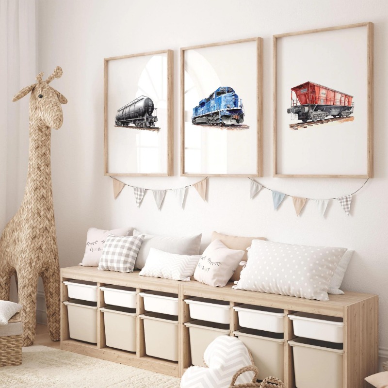 สีน้ํา Retro รถไฟไอน้ํารถไฟ Fr - Interior Design Sketch บทวิจารณ์และราคา