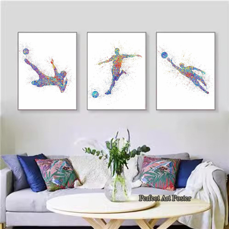 สีน้ําฟุตบอล Man เล่นฟุตบอลกีฬ - Interior Design Sketch บทวิจารณ์และราคา
